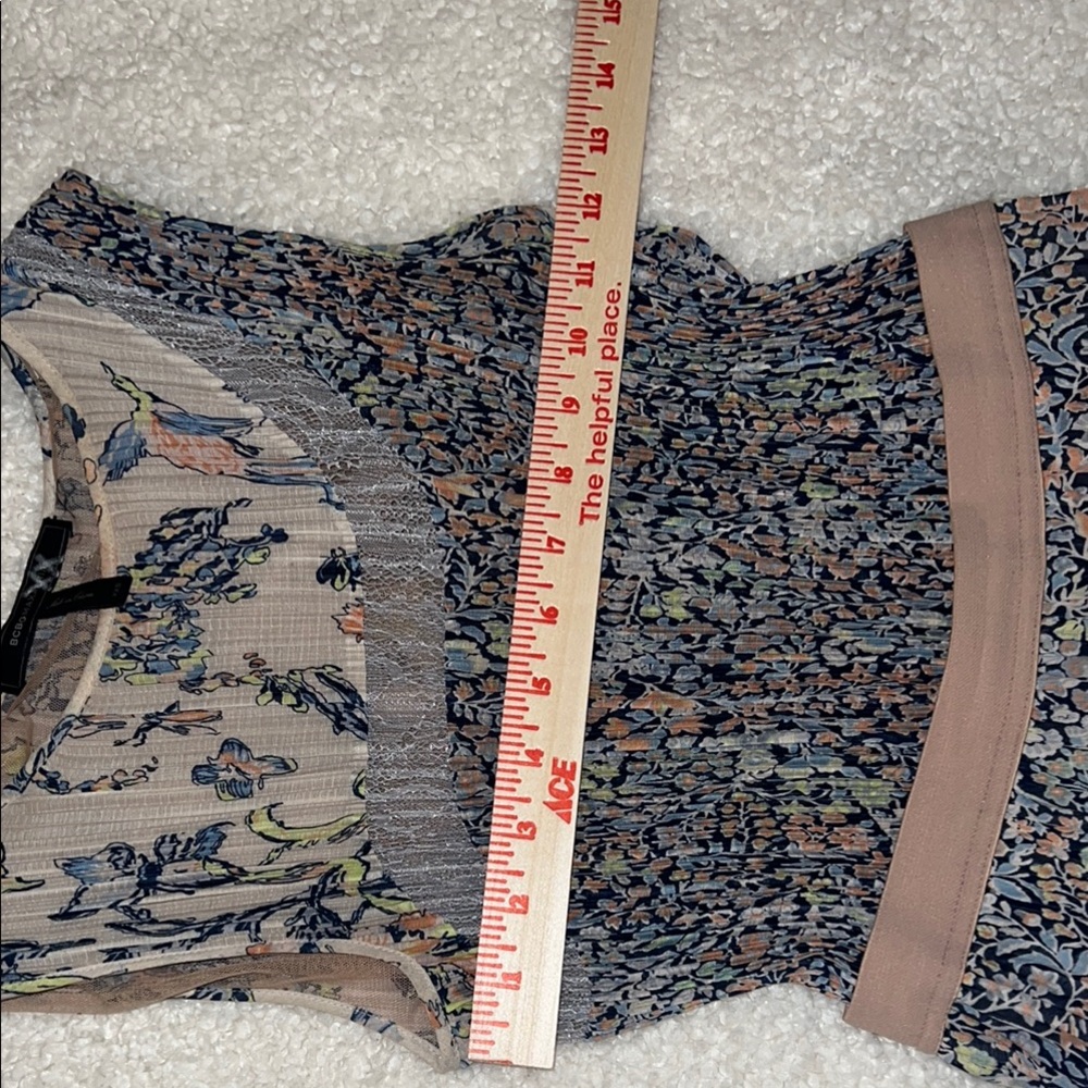 BCBGMaxAzria Women’s Silver, Peach and Blue Pleated Midi Dress SZ XXS - Picture 12 of 14